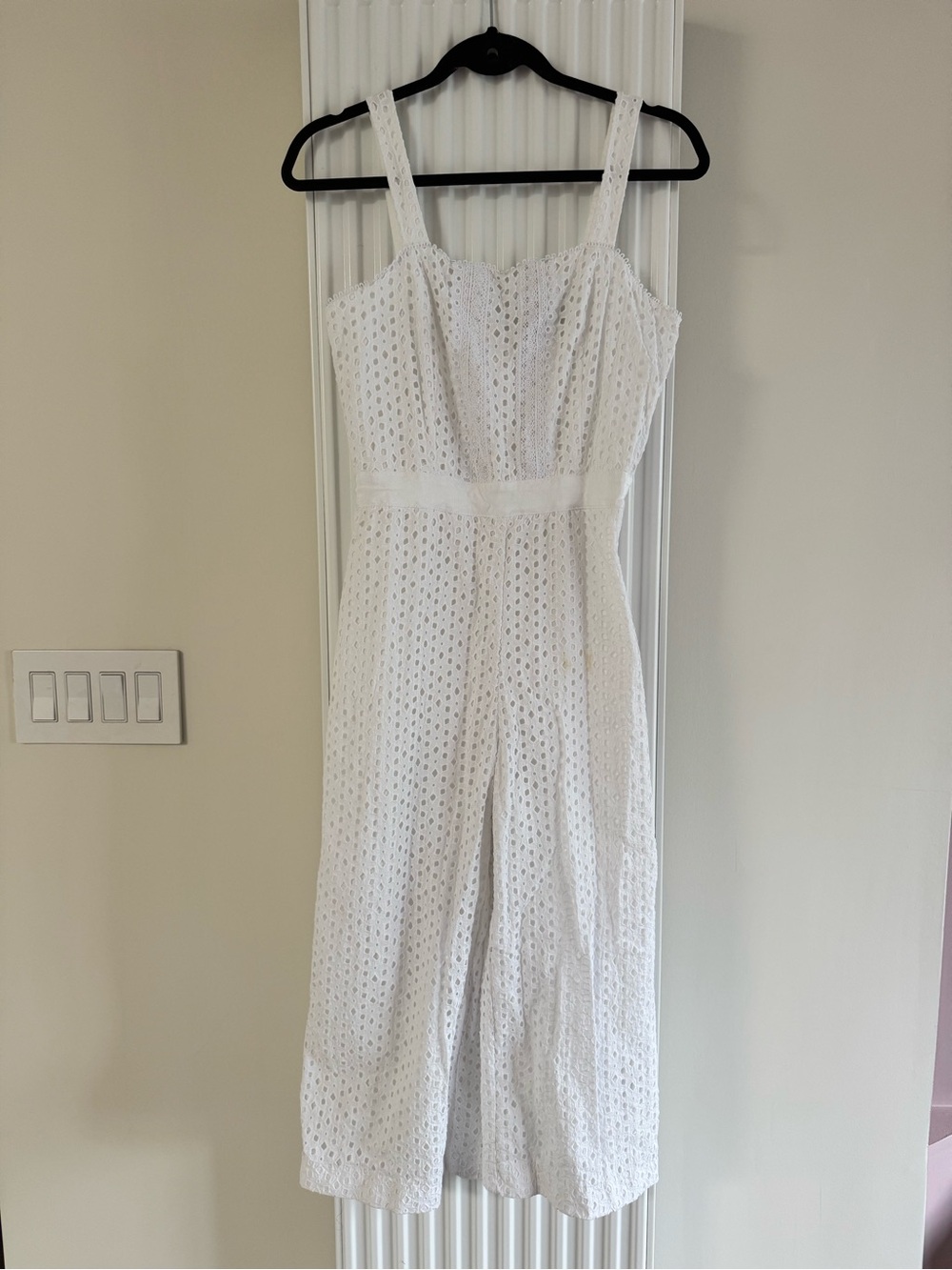 Banana Republic White Linen Blend Eyelet Jumpsuit